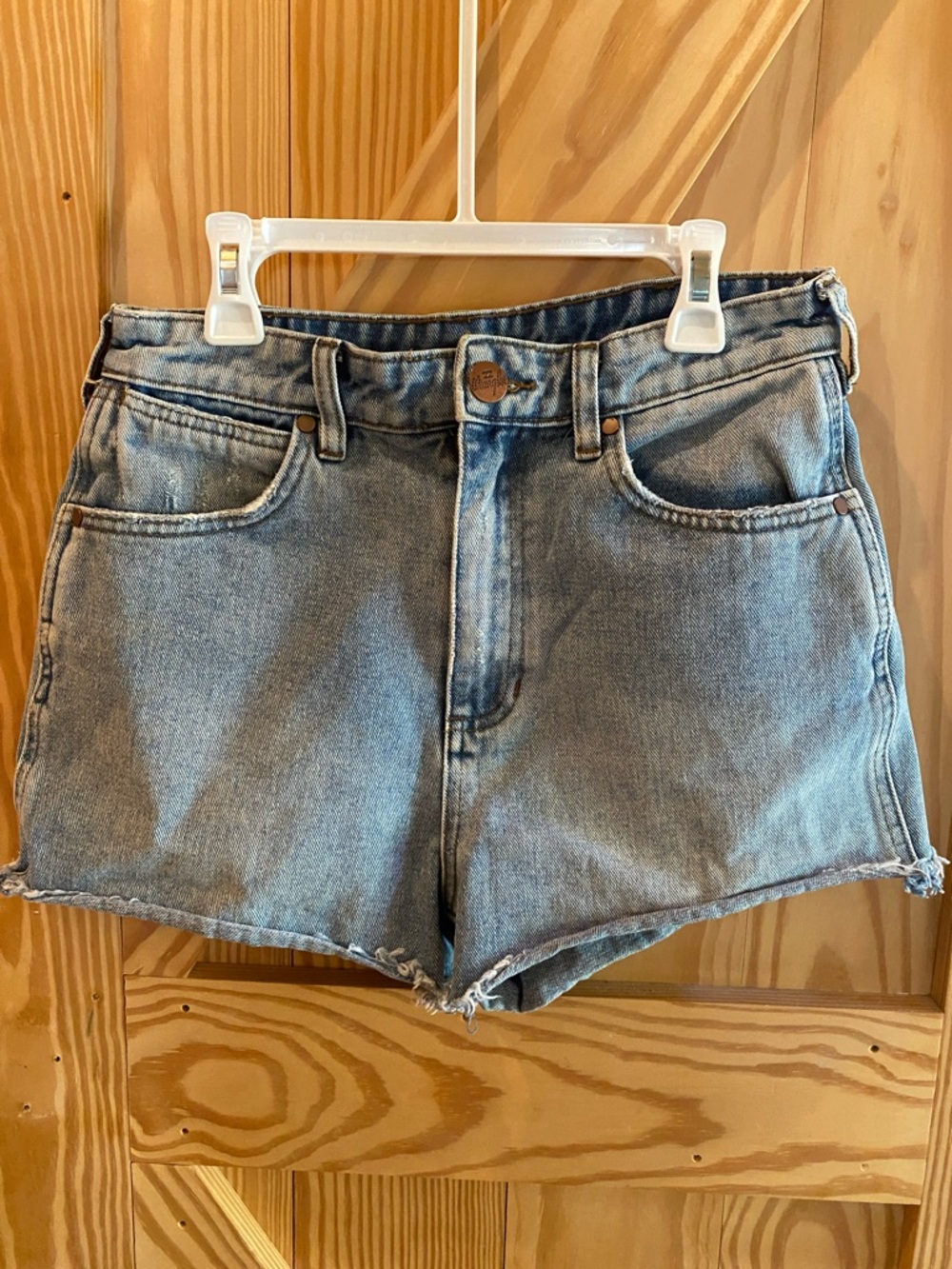Wrangler Light Blue High-Rise Denim Shorts